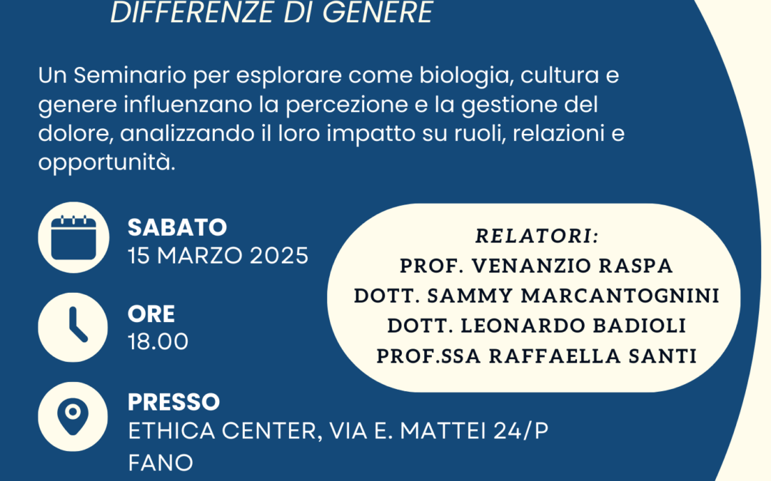 Seminario: “Il dolore come esperienza di genere: tra resilienza e disparità culturali”