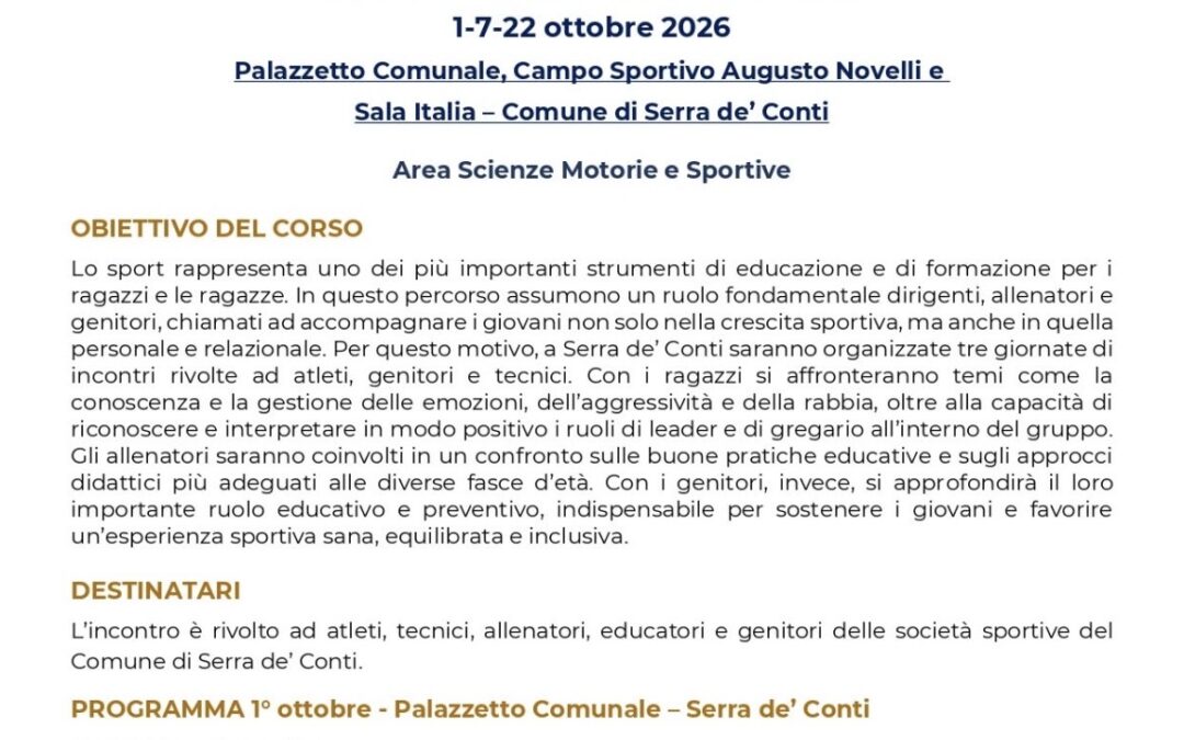 LO SPORT COME SCUOLA DI VALORI